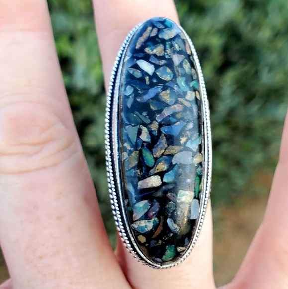 New Amazing Copper Ethiopian Opal 925 Silver Statement Ring. - Picture 4 of 16